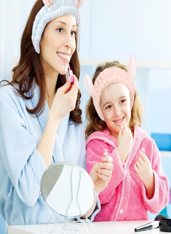 وايفل طقم ربطات شعر سبا على شكل آذان أرنب من WHAVEL، قطعتان، ربطات شعر لطيفة لغسل الوجه، ربطات شعر ناعمة للعناية بالبشرة وغسل الوجه، ربطة شعر وجه ناعمة ولطيفة (أزرق، وردي) - Image 5